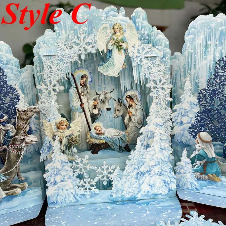🎄Handcrafted 3D Nativity Scene Christmas Scene Greeting Card-Claire Custom