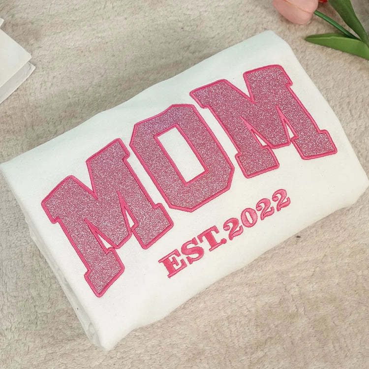 Personalized Mom Est. Year Sweatshirt with Side Bow - Heartfelt Gift for Mom & Grandma-Claire Custom