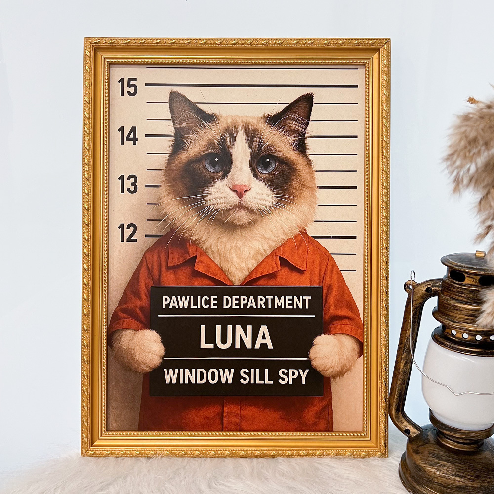 Custom Pet Mugshot Portrait Wall Art, Custom Guilty Pet Art-Claire Custom
