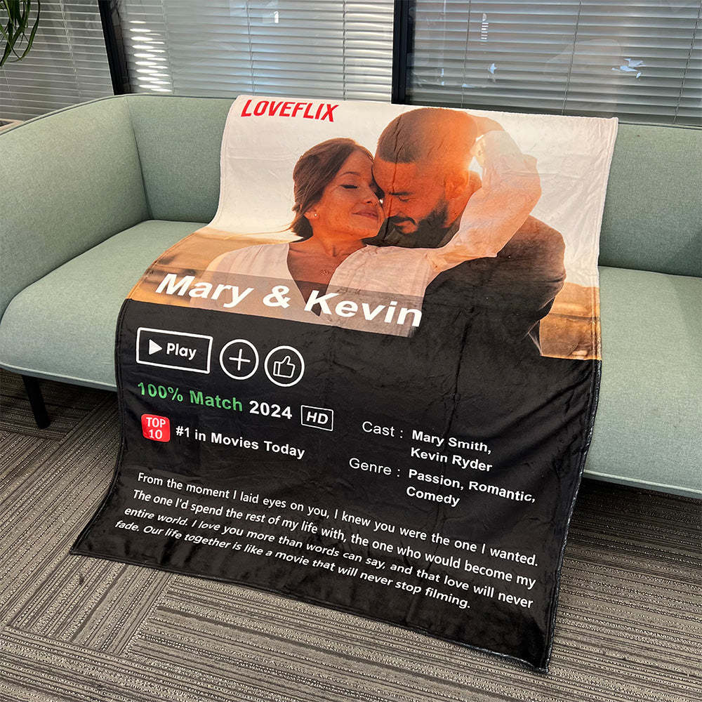 50%OFF⭐️Custom LOVEFLIX Movie Photo Blanket with Your Love Story-Claire Custom