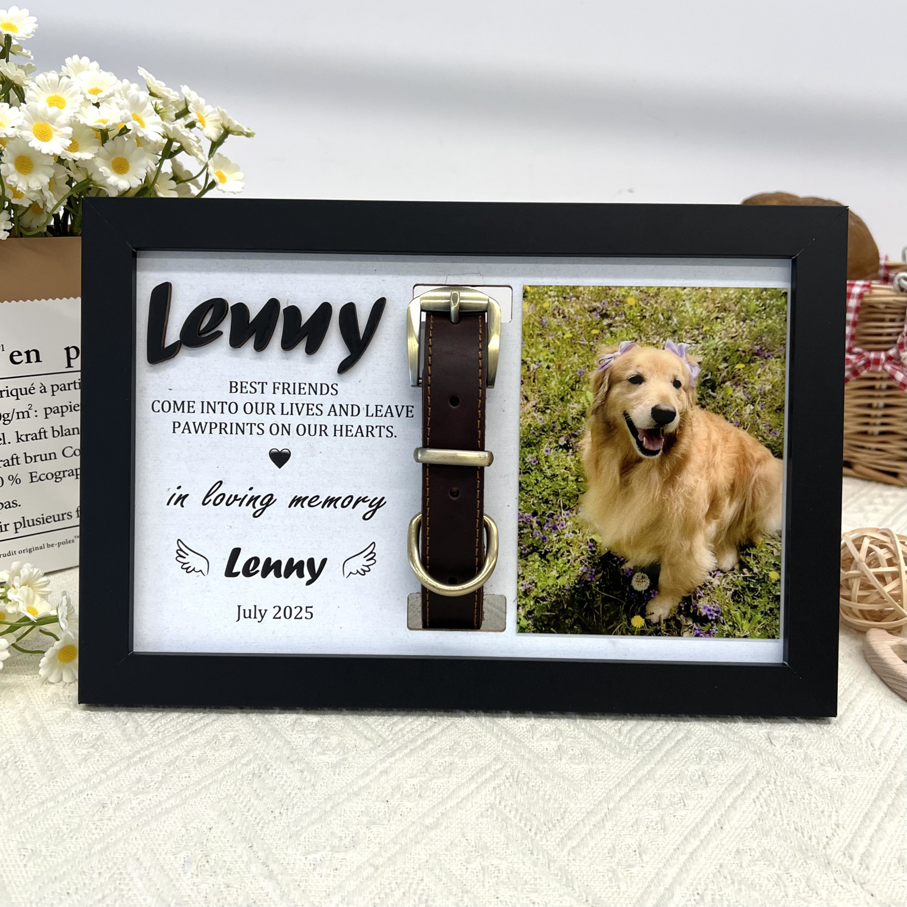 “If Love Alone Could Have Kept You Here" Memorial Pet Collar Frame-Claire Custom