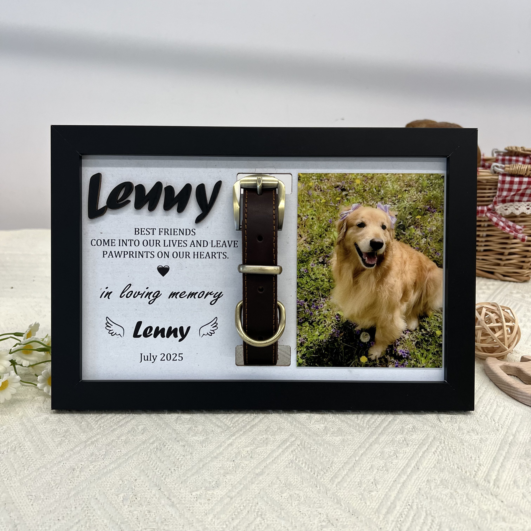 “If Love Alone Could Have Kept You Here" Memorial Pet Collar Frame-Claire Custom