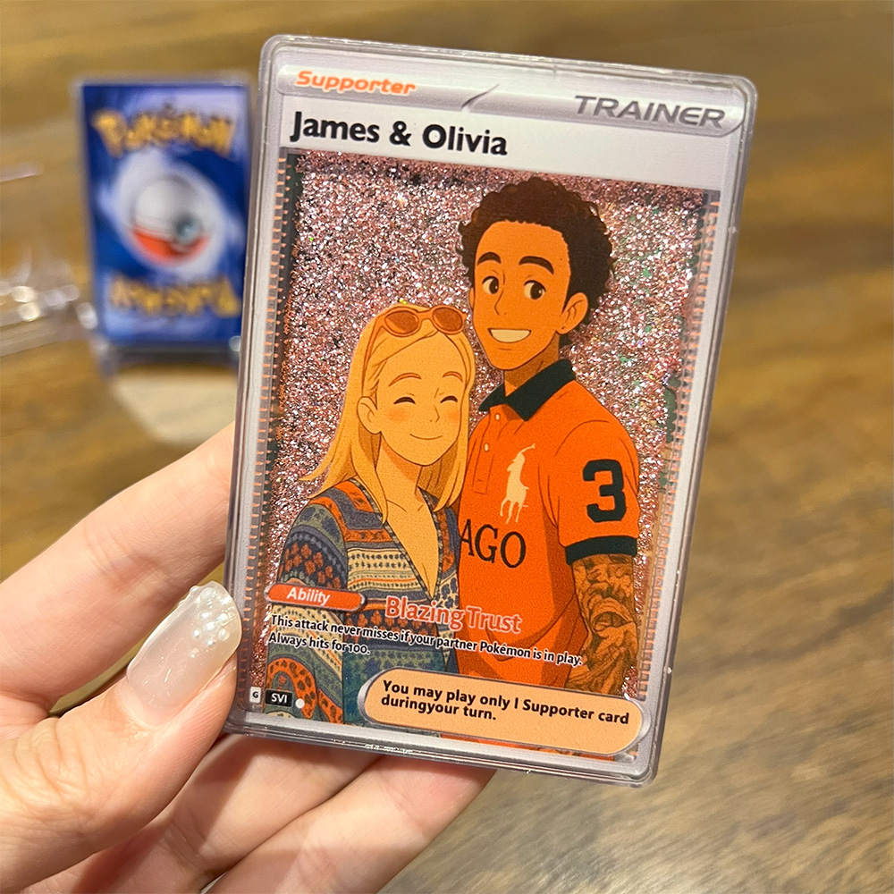 Custom Anime 3D Floating Sand Trainer Supporter Card Pokecard For Couples-Claire Custom