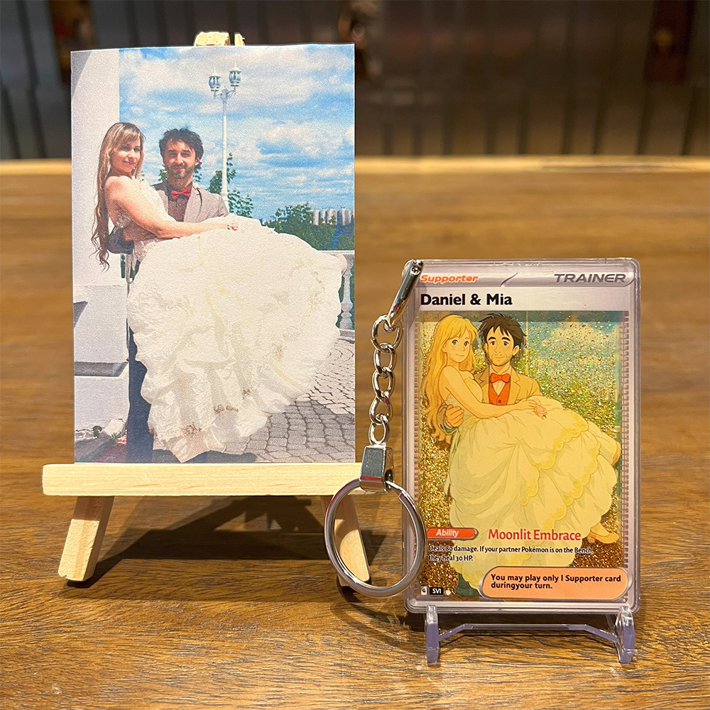 Custom Anime 3D Floating Sand Trainer Supporter Card Pokecard For Couples-Claire Custom
