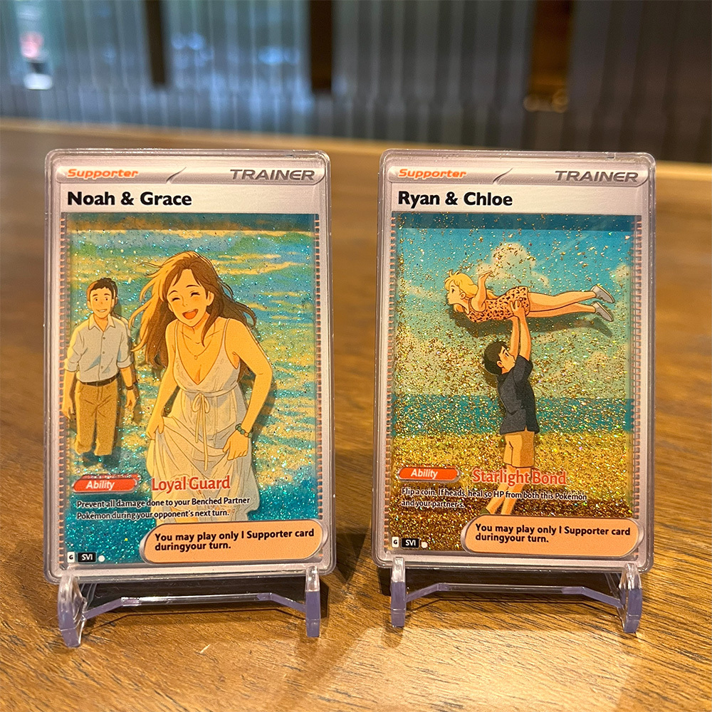 Custom Anime 3D Floating Sand Trainer Supporter Card Pokecard For Couples-Claire Custom