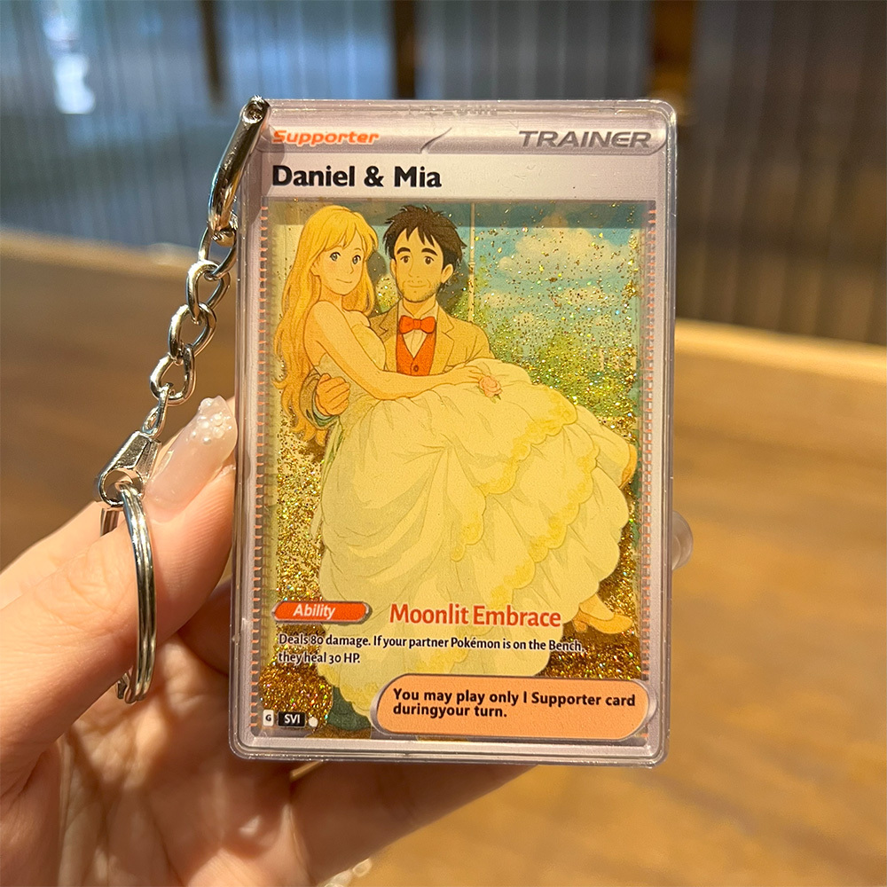 Custom Anime 3D Floating Sand Trainer Supporter Card Pokecard For Couples-Claire Custom