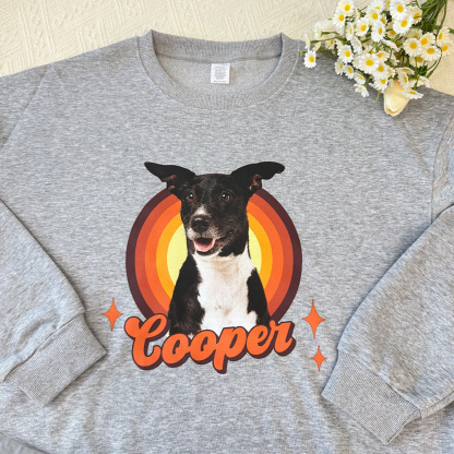 Custom Retro Pet Shirt/Crewneck/Hoodie, Comfort Colors Pets Portrait Shirt-Claire Custom