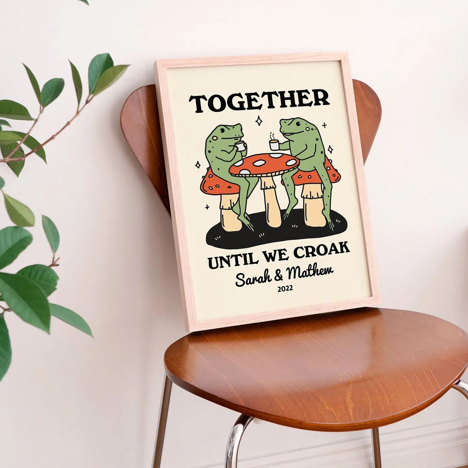 50%OFF⭐️Personalized Frog Illustration Print Frame Together Until We Croak Style 1-Claire Custom