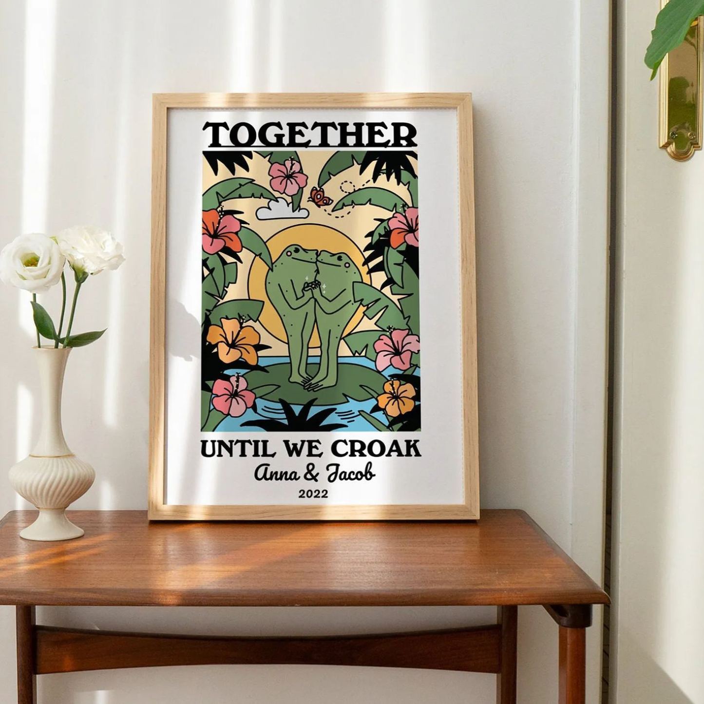 50%OFF⭐️Personalized Frog Illustration Print Frame Together Until We Croak Style 4-Claire Custom
