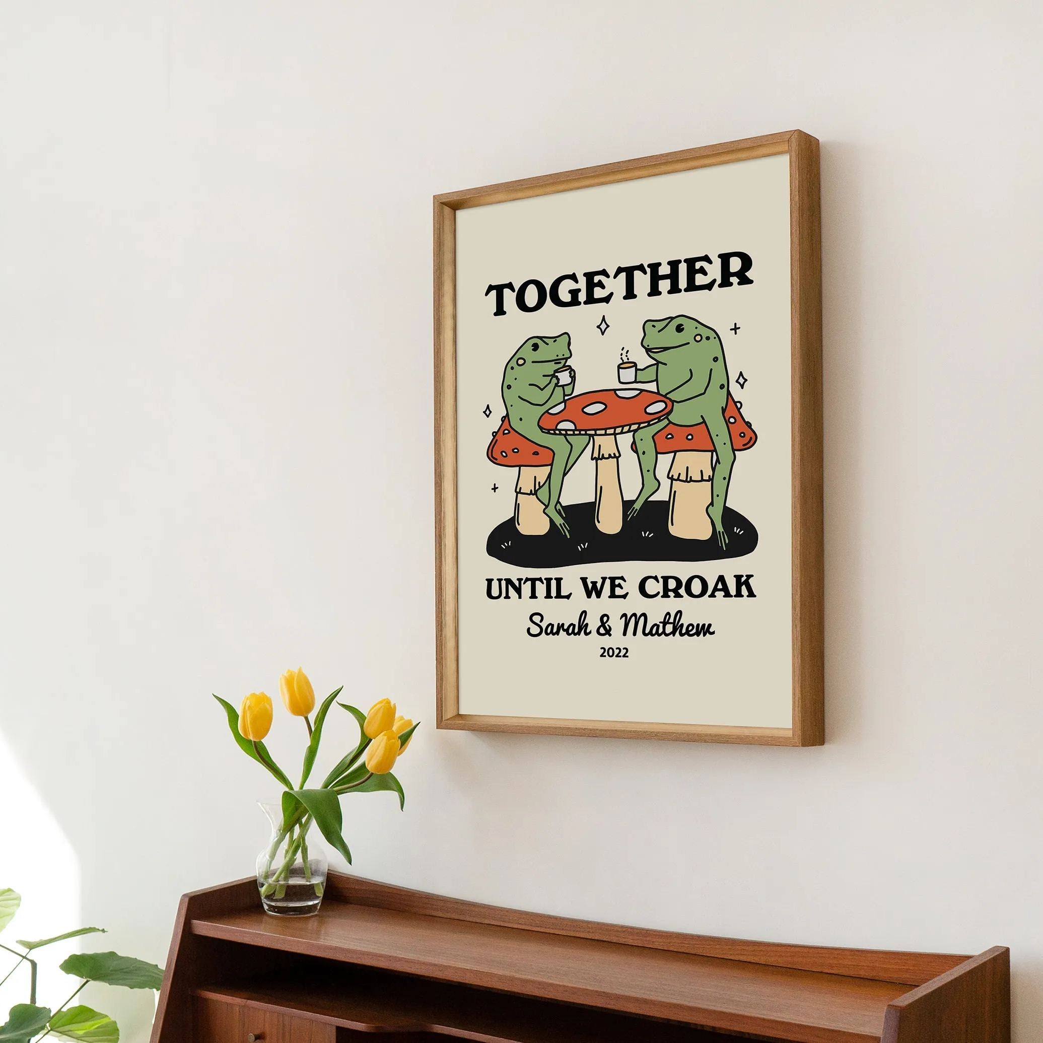 50%OFF⭐️Personalized Frog Illustration Print Frame Together Until We Croak Style 1-Claire Custom