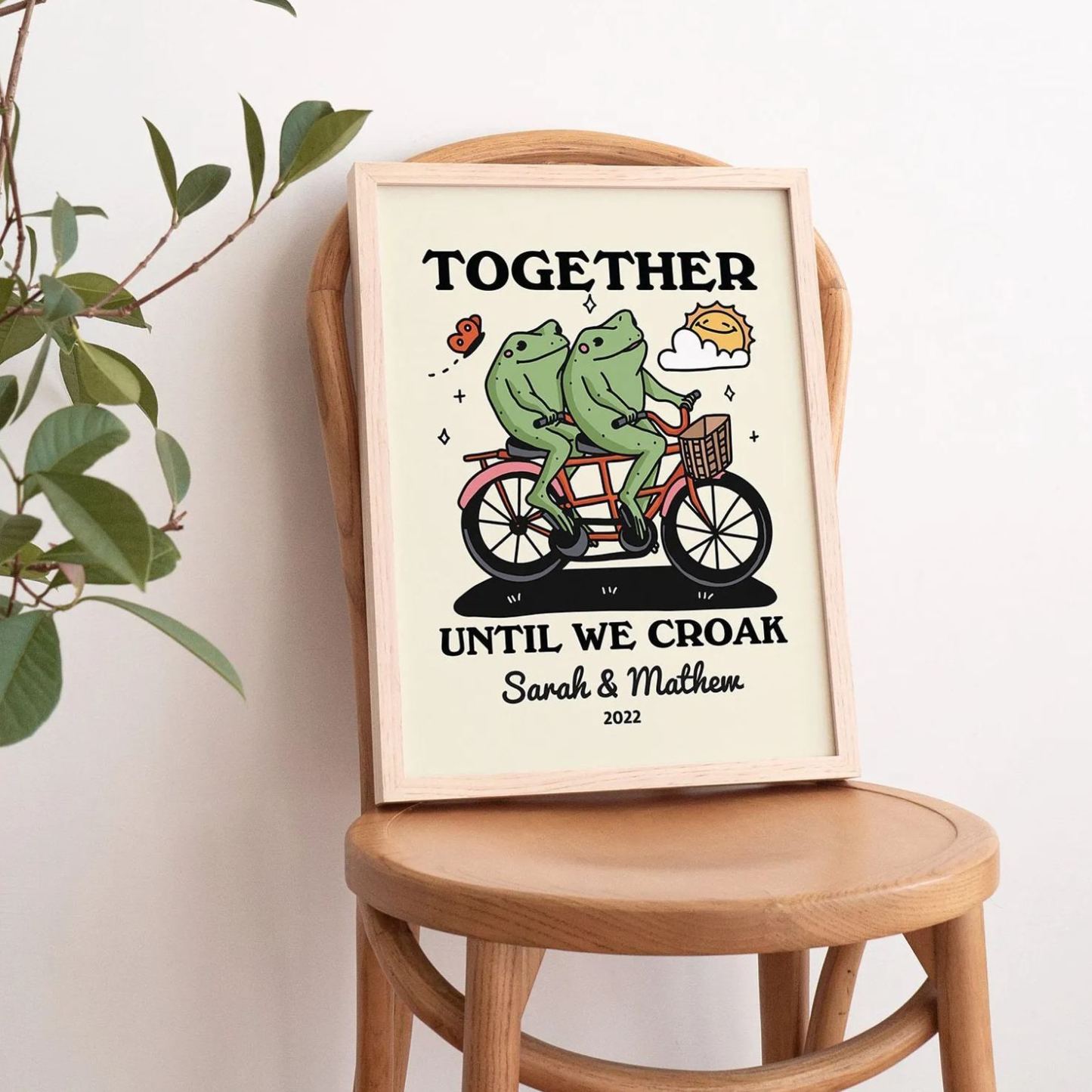 50%OFF⭐️Personalized Frog Illustration Print Frame Together Until We Croak Style 2-Claire Custom