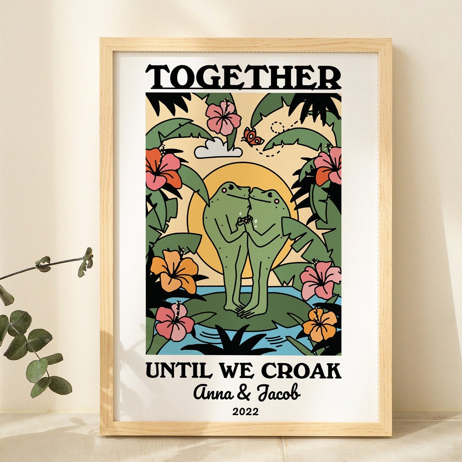 50%OFF⭐️Personalized Frog Illustration Print Frame Together Until We Croak Style 4-Claire Custom