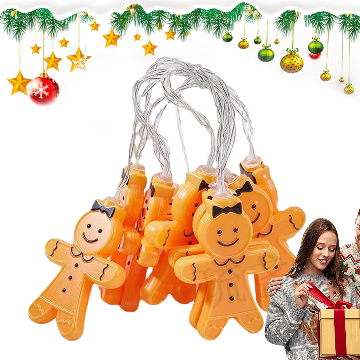 Gingerbread Man String Lights🌟Holiday Atmosphere Gifts🎁Christmas LED Lights-Claire Custom