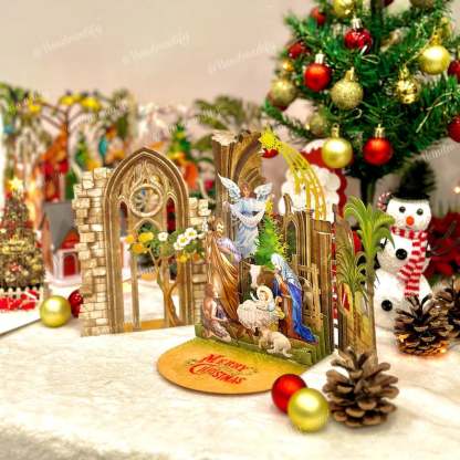 🎄Handcrafted 3D Nativity Scene Christmas Scene Greeting Card-Claire Custom