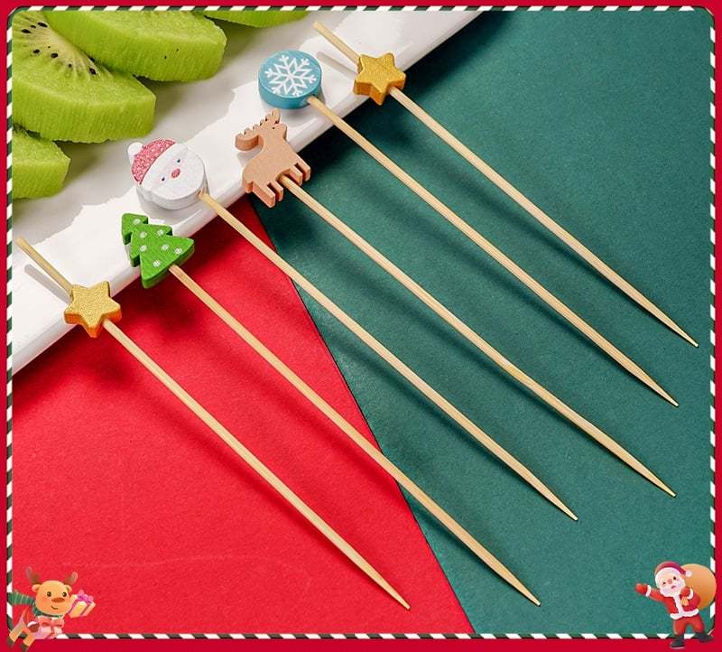 🍸️100 pieces of Christmas cocktail picks toothpick skewer decoration🍓-Claire Custom
