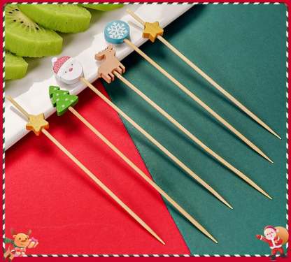 🍸️100 pieces of Christmas cocktail picks toothpick skewer decoration🍓-Claire Custom