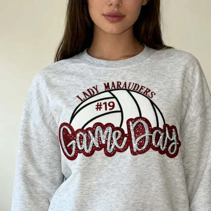 Personalized Volleyball Game Day Sweatshirt with Side Bows Volleyball Coquette Bows Sweatshirt-Claire Custom