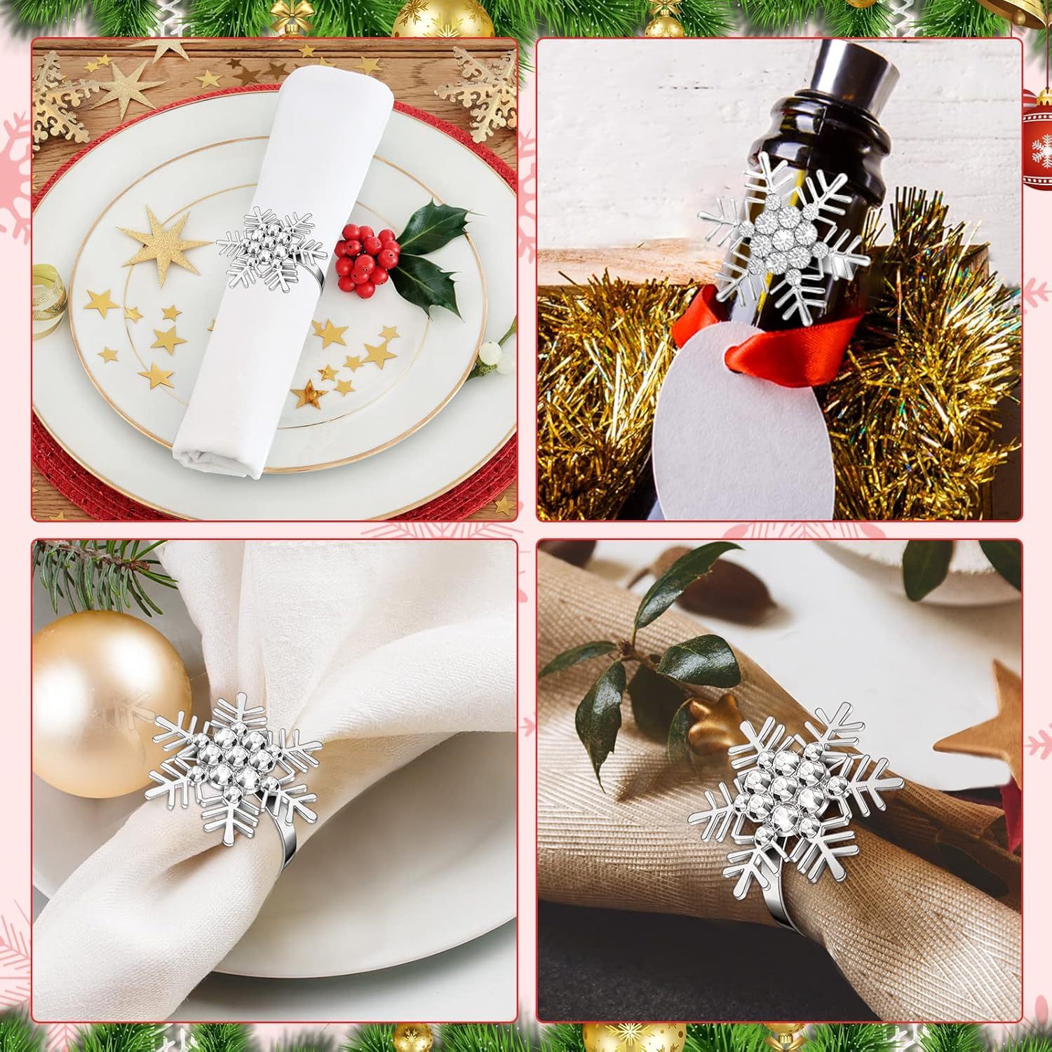 🎅Christmas Napkin Rings for Christmas Holiday Party❄️ Table Decoration🍽️-Claire Custom