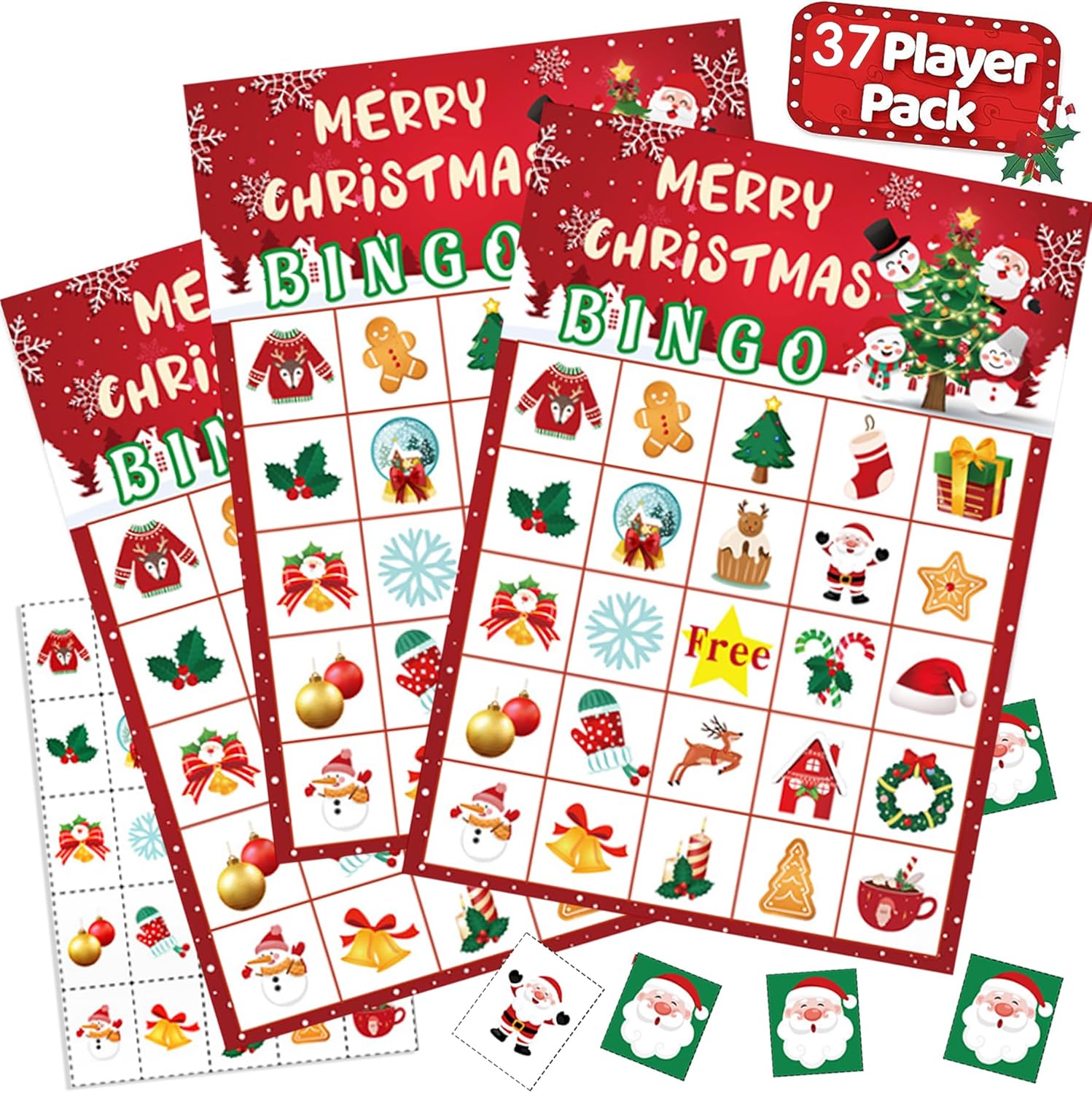 🎄Christmas Bingo game cards 🎅 Holiday Party Games for 24 Players-Claire Custom