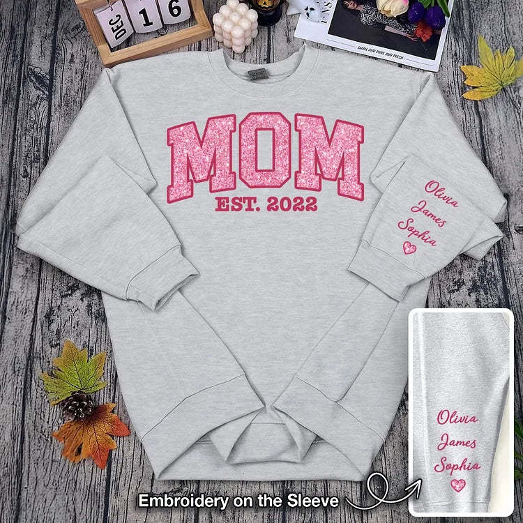 Personalized Mom Est. Year Sweatshirt with Side Bow - Heartfelt Gift for Mom & Grandma-Claire Custom