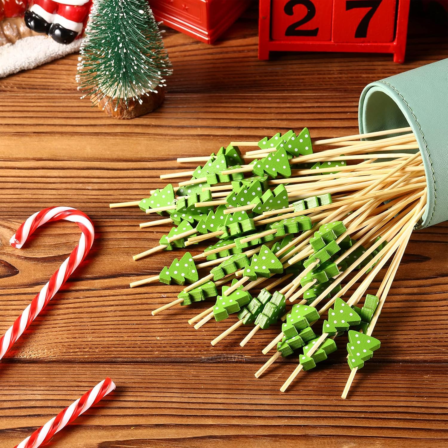 🍸️100 pieces of Christmas cocktail picks toothpick skewer decoration🍓-Claire Custom