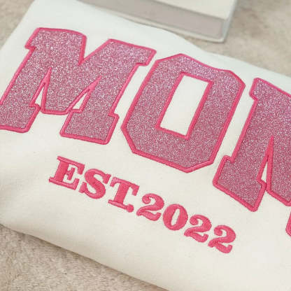 Personalized Mom Est. Year Sweatshirt with Side Bow - Heartfelt Gift for Mom & Grandma-Claire Custom
