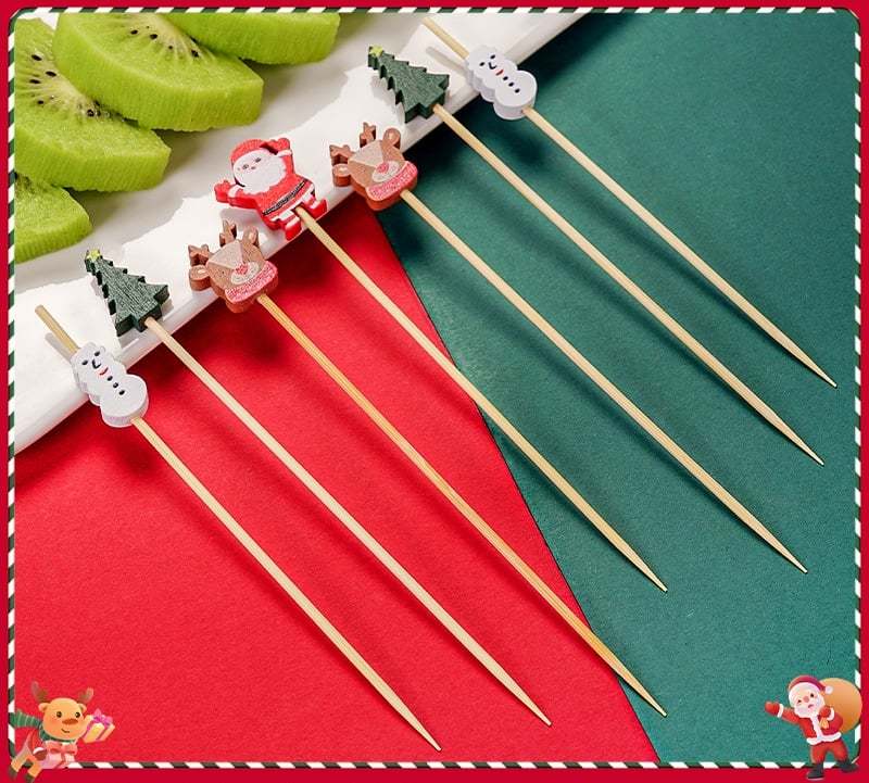 🍸️100 pieces of Christmas cocktail picks toothpick skewer decoration🍓-Claire Custom