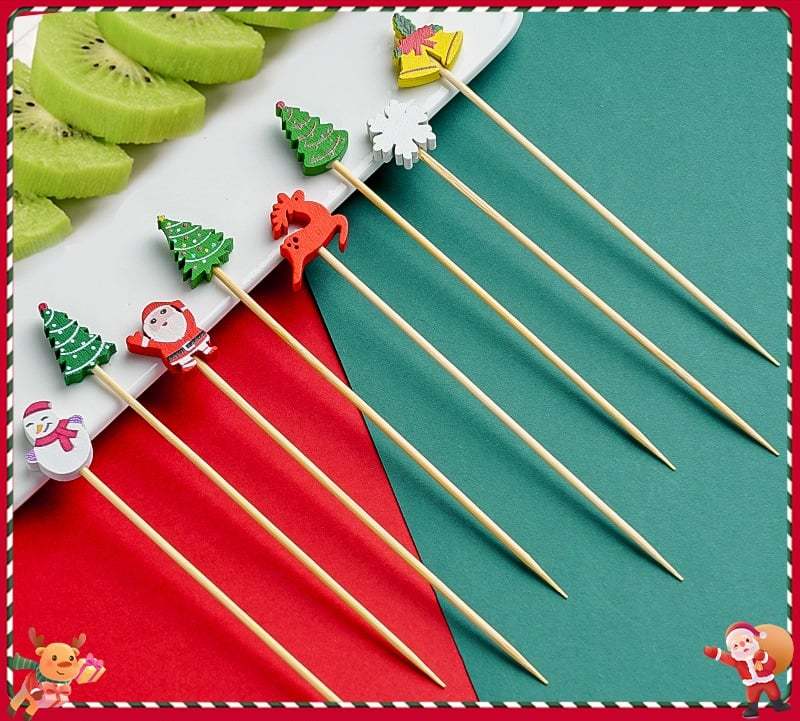 🍸️100 pieces of Christmas cocktail picks toothpick skewer decoration🍓-Claire Custom