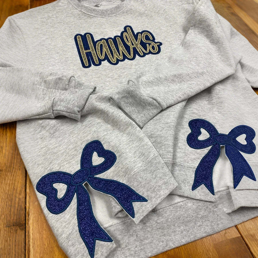 Custom Embroidered Glitter Team Sweatshirt with Bows-Claire Custom