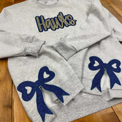 Custom Embroidered Glitter Team Sweatshirt with Bows-Claire Custom