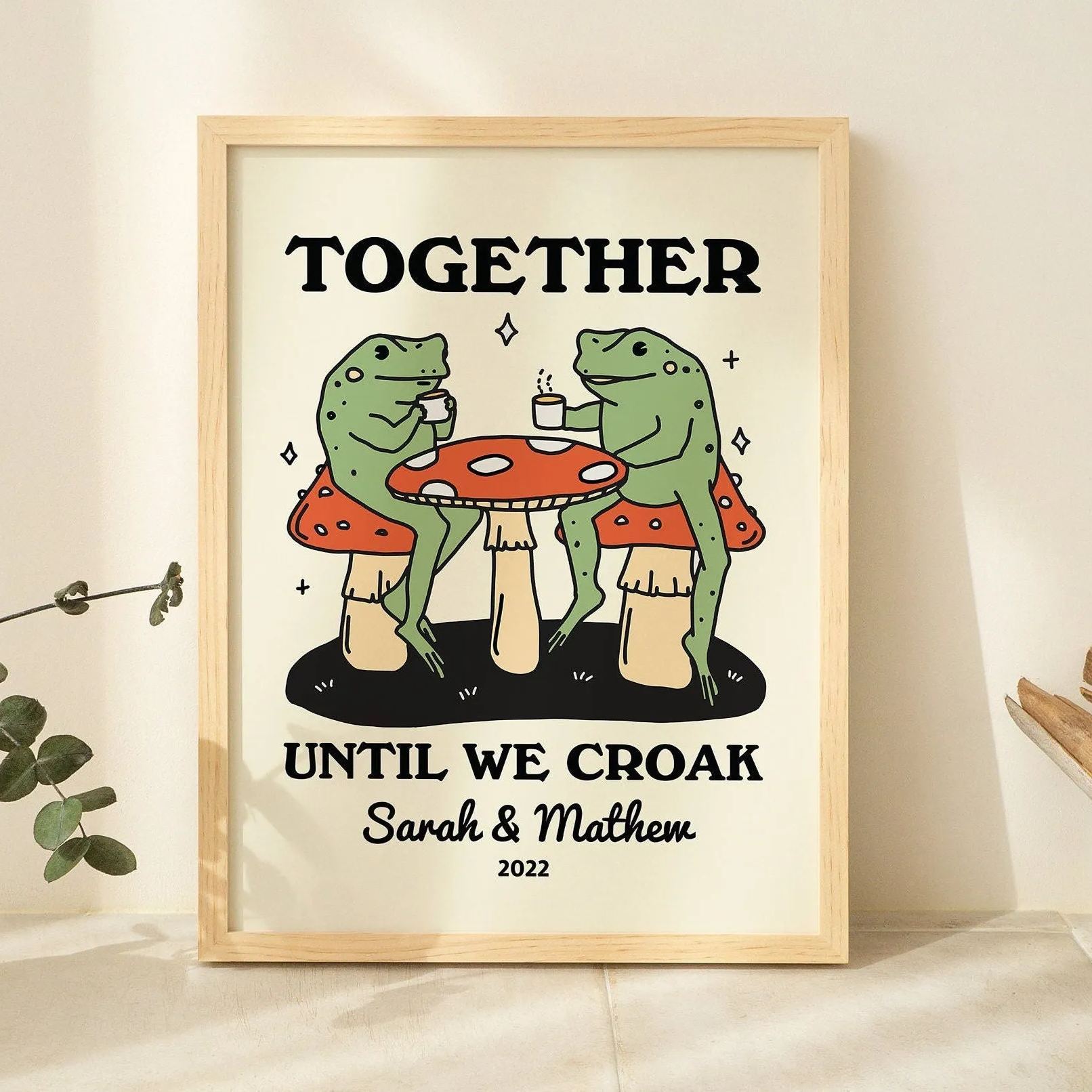50%OFF⭐️Personalized Frog Illustration Print Frame Together Until We Croak Style 1-Claire Custom