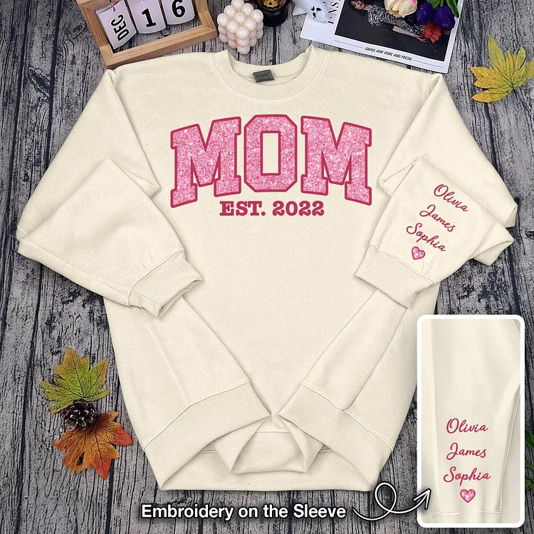 Personalized Mom Est. Year Sweatshirt with Side Bow - Heartfelt Gift for Mom & Grandma-Claire Custom