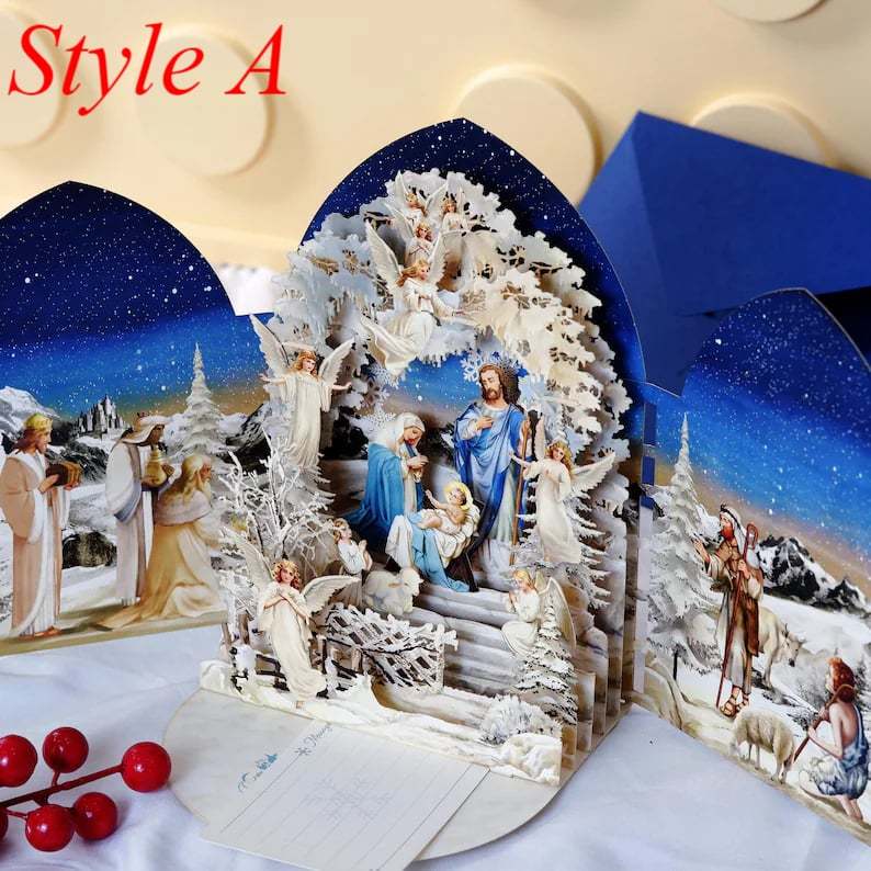 🎄Handcrafted 3D Nativity Scene Christmas Scene Greeting Card-Claire Custom