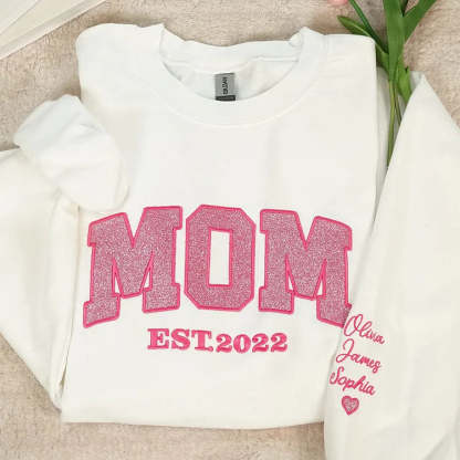 Personalized Mom Est. Year Sweatshirt with Side Bow - Heartfelt Gift for Mom & Grandma-Claire Custom