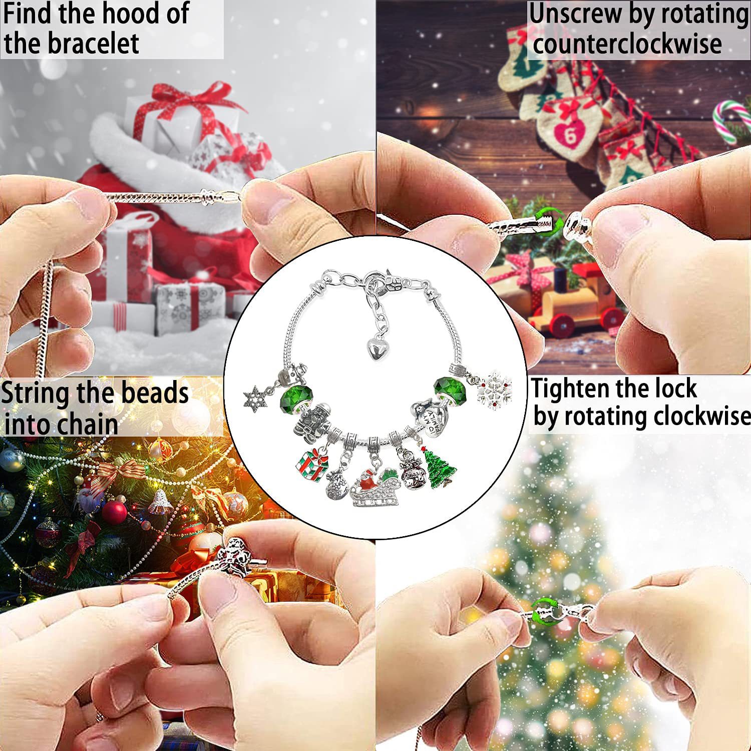24 Pcs DIY Christmas Advent Calendar Bracelets Set-Claire Custom