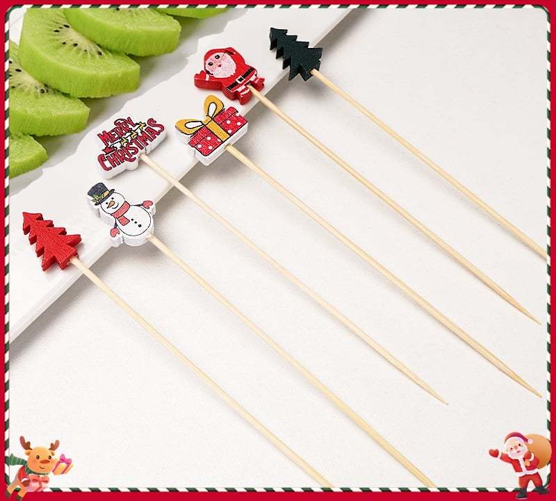 🍸️100 pieces of Christmas cocktail picks toothpick skewer decoration🍓-Claire Custom