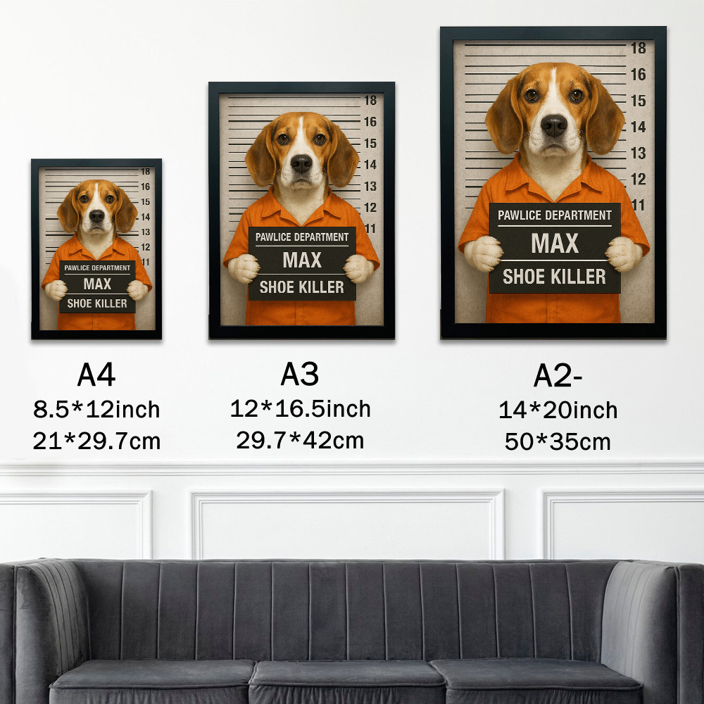 Custom Pet Mugshot Portrait Wall Art, Custom Guilty Pet Art-Claire Custom