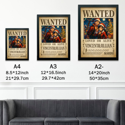 Custom Christmas Anime Wanted Couple Portrait, Pirate Theme Frame Gift⚓-Claire Custom