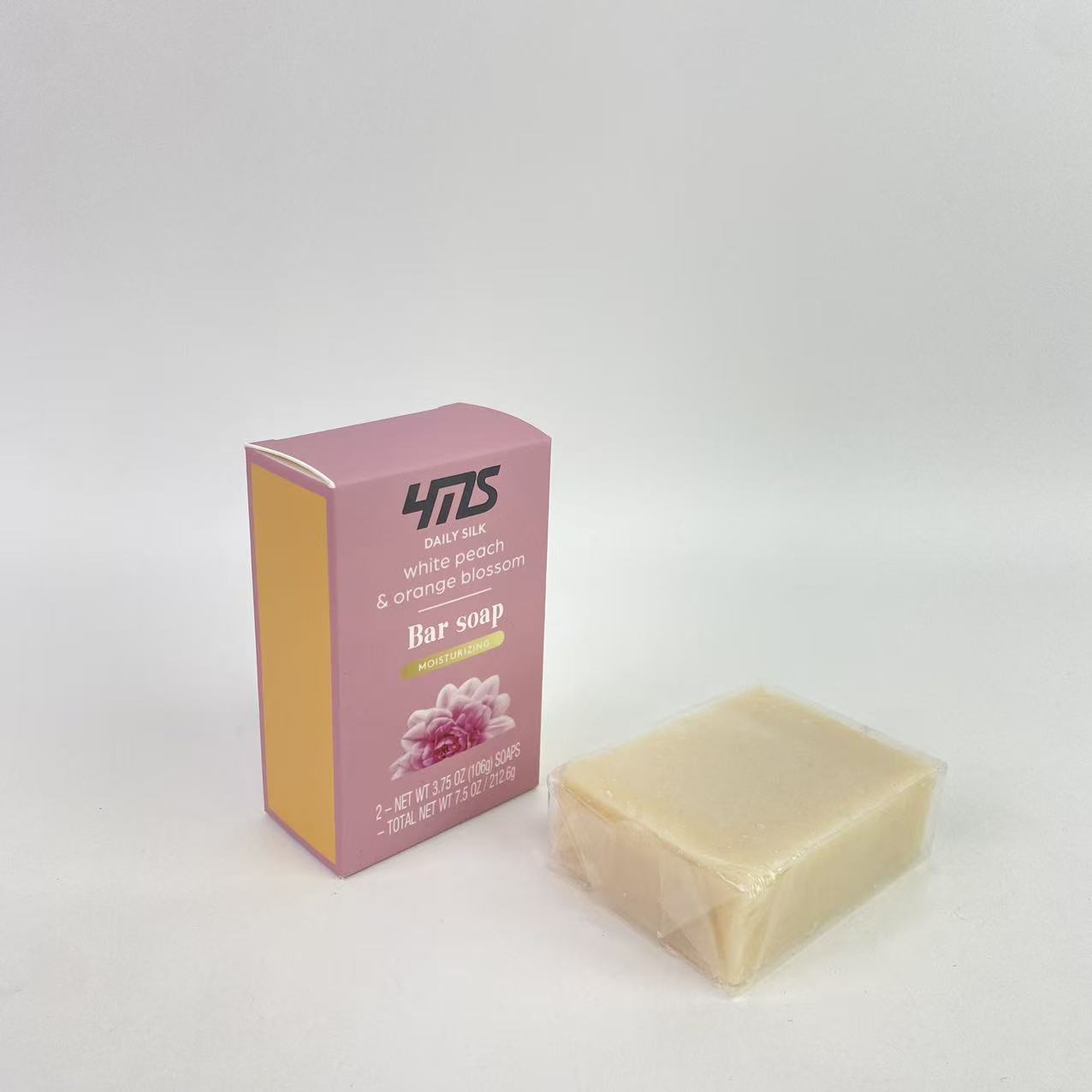 YMS Silk Moisturizing Body Soap Bar, White Peach & Orange Blossom Scent, 3.75 oz – Nourishing and Hydrating for Soft, Smooth Skin