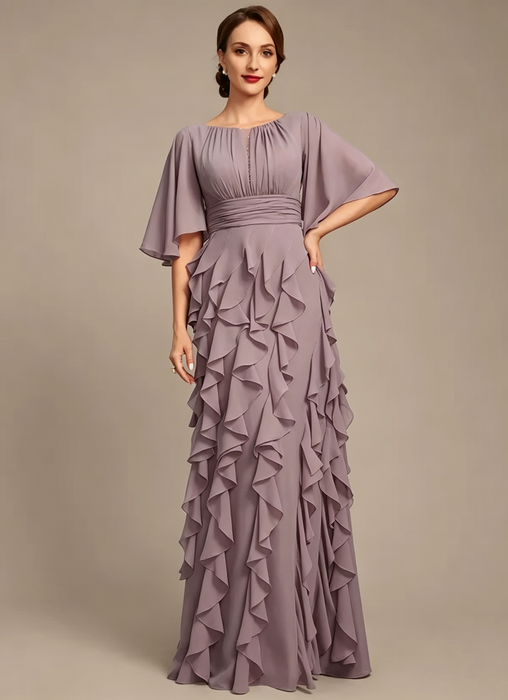 A-Line Sequins Chiffon Mother of the Bride Dress