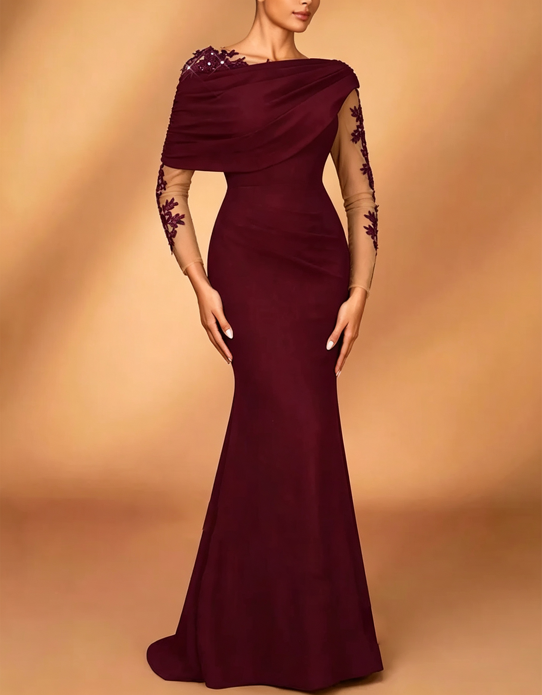Deep Purple Asymmetric Draped Maxi Dress