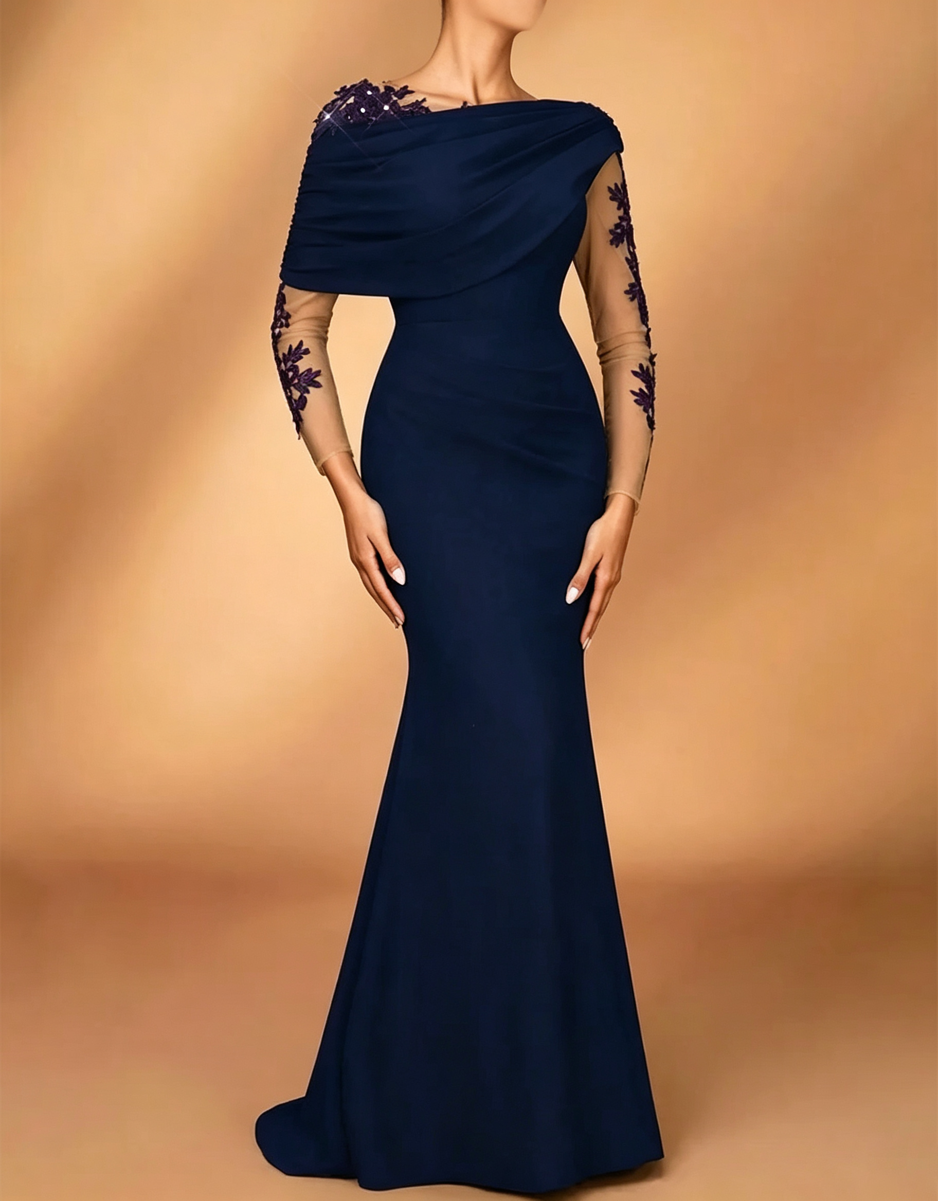 Deep Purple Asymmetric Draped Maxi Dress