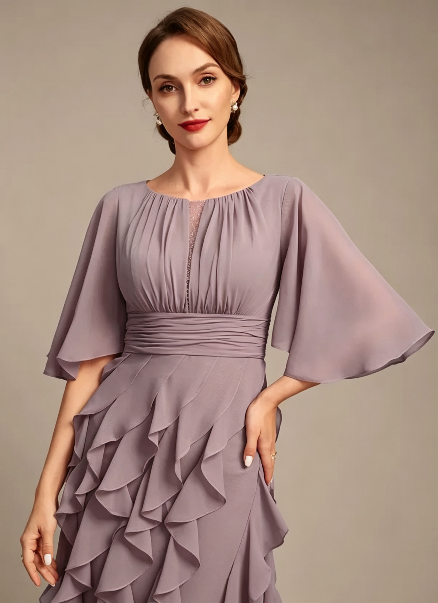 A-Line Sequins Chiffon Mother of the Bride Dress