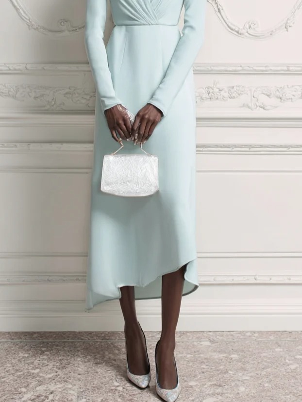 Green Ruched Knit V Neck Long Sleeve A-Line Maxi Dress