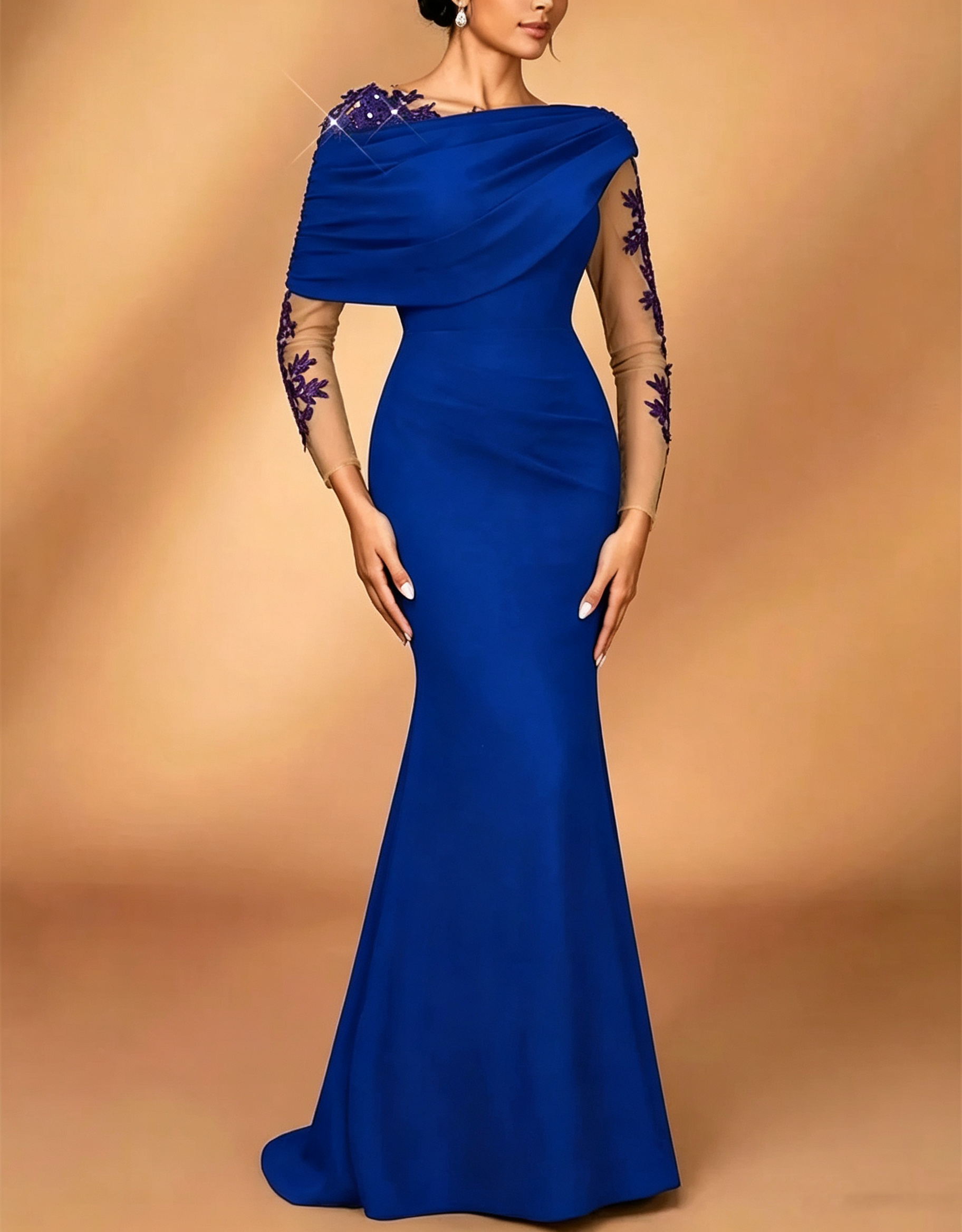 Deep Purple Asymmetric Draped Maxi Dress