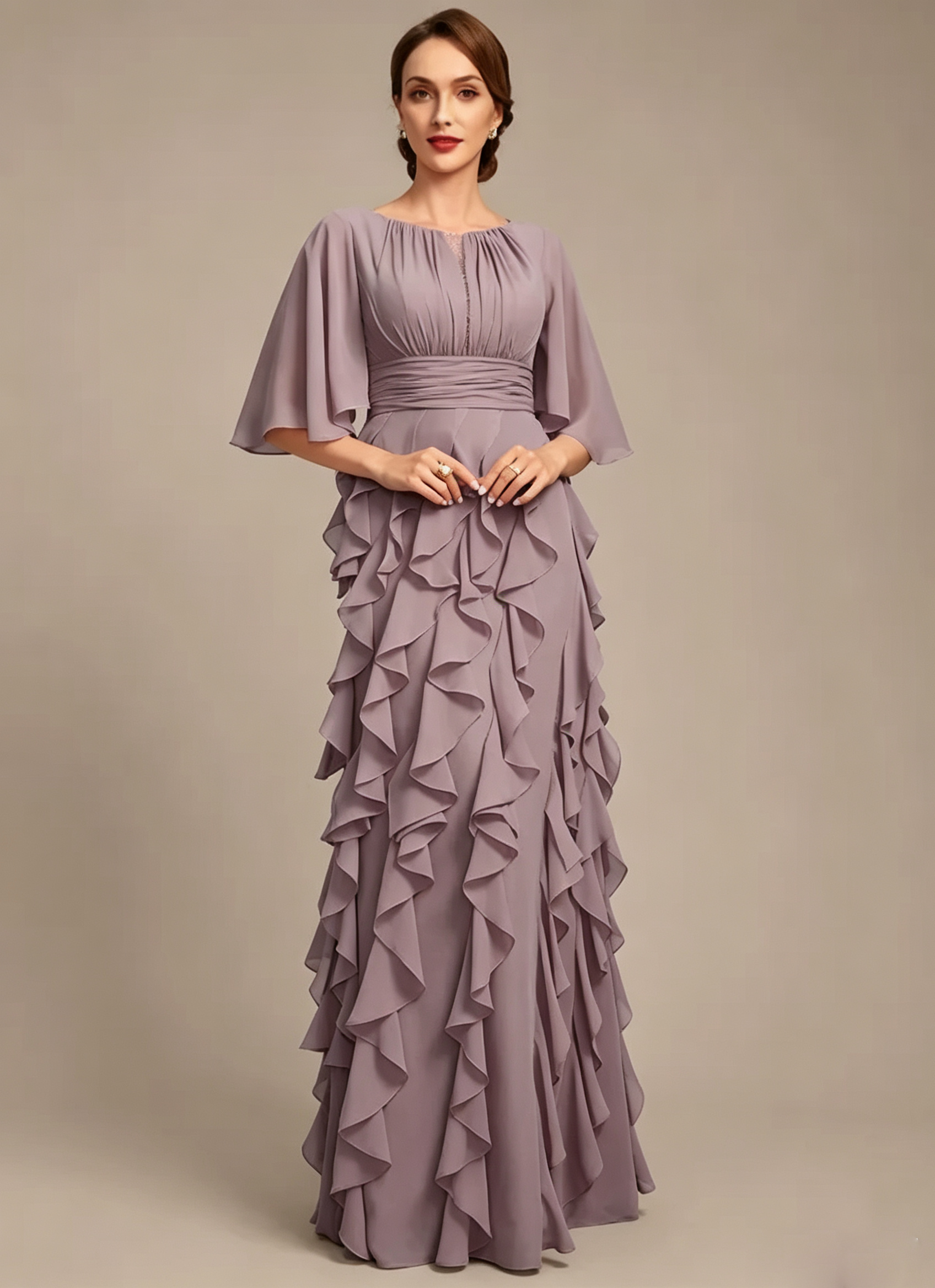 A-Line Sequins Chiffon Mother of the Bride Dress