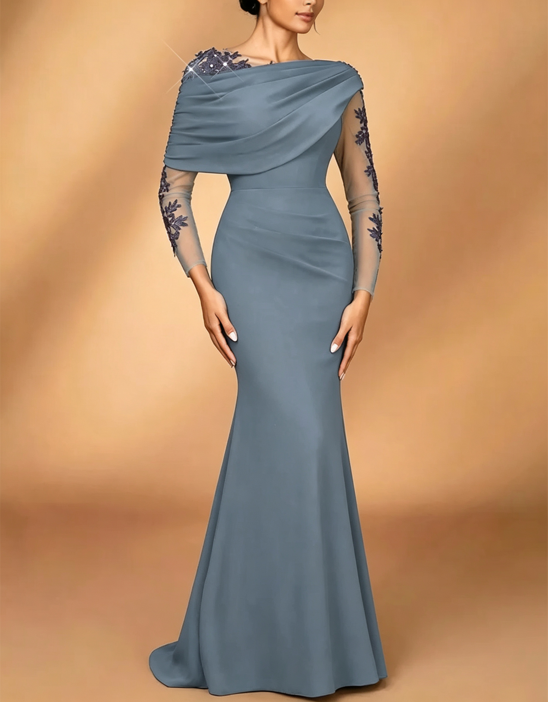 Deep Purple Asymmetric Draped Maxi Dress