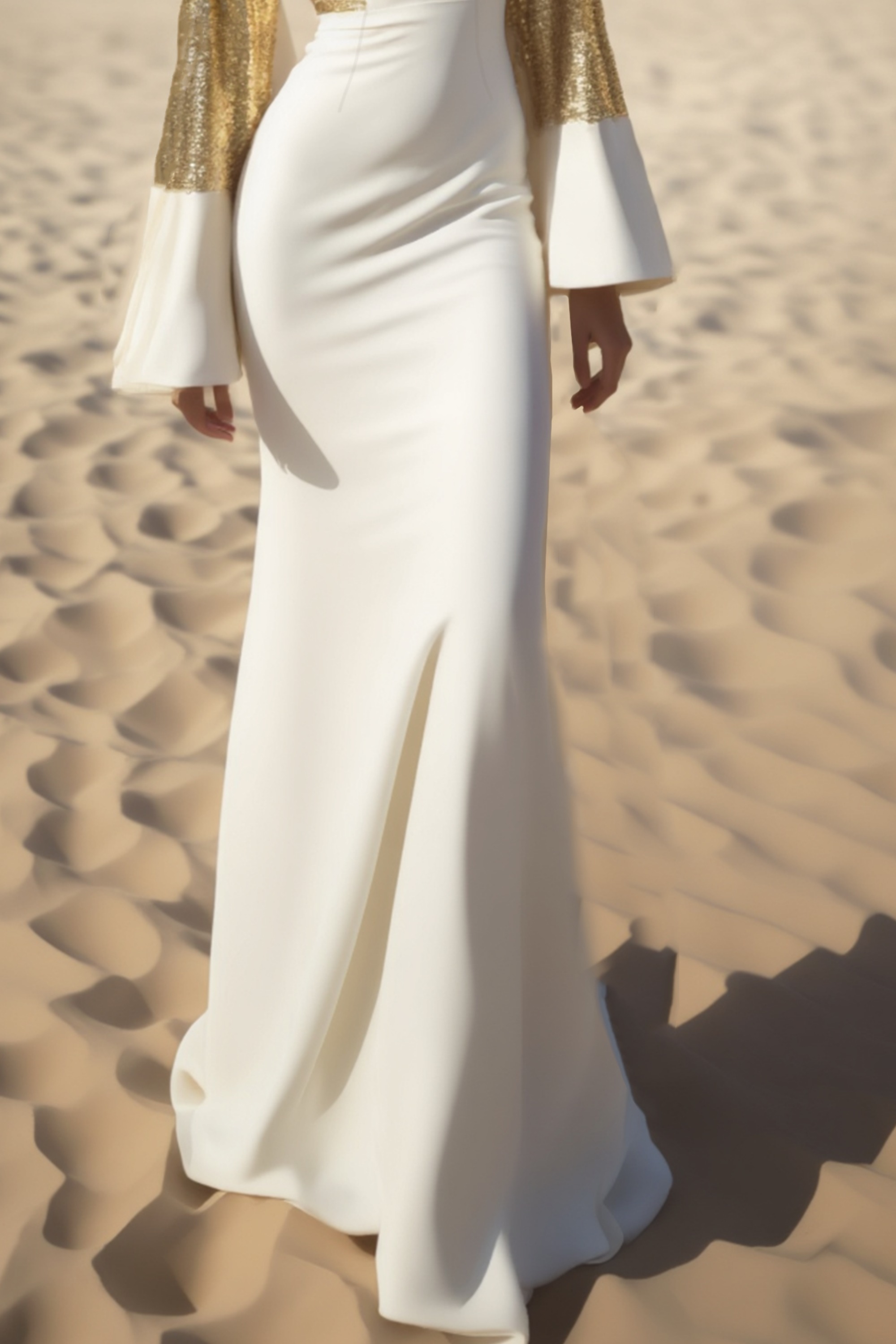 Evening Formal Dress​​ Gold Deep V Sequin Maxi Dress