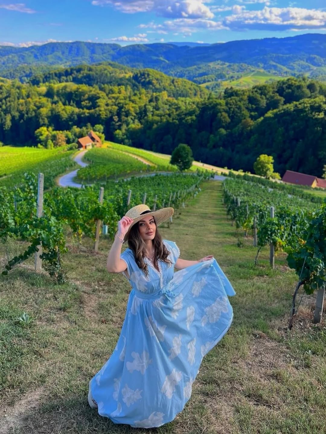 (SIZE:XS-XXL)Linen Maxi Dress, Sleeveless, V neck, Floral, Vintage, Light Blue