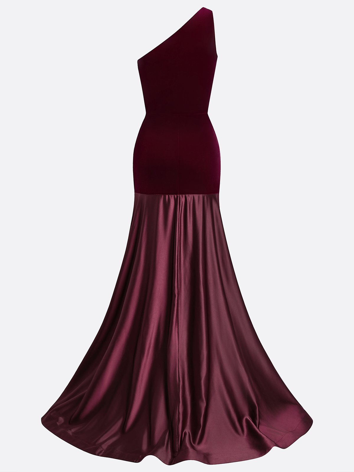 One-Shoulder Velvet and Satin Mermaid Long Evening Dress